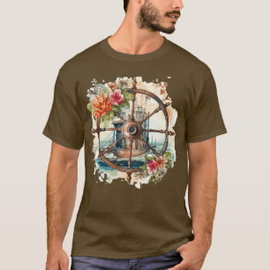 T-shirt Captains Wheel with Flowers