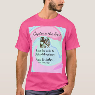 T-shirt Capturez l'amour ajouter QR scan marbre rose bleu 