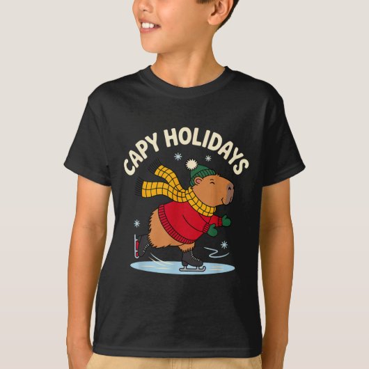 T-shirt Capy Holidays Ice Skating Capybara Funny Xmas Chri (Devant)