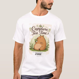 T-shirt Capybara à la pause thé Capybara mignon buvant d