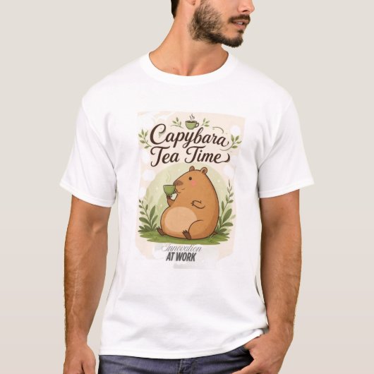 T-shirt Capybara à la pause thé | Capybara mignon buvant d (Devant)