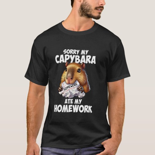T-shirt Capybara a mangé mes devoirs, capybara (Devant)