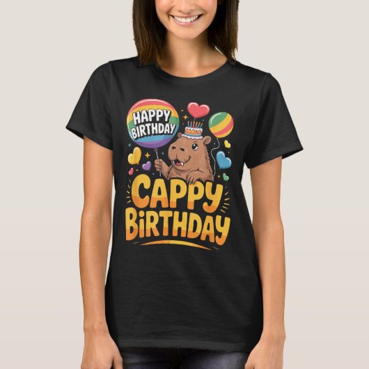 T-shirt Capybara Animal Lover Fun Cappy Birthday Party Sup (Devant)
