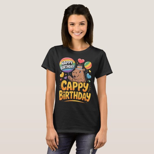 T-shirt Capybara Animal Lover Fun Cappy Birthday Party Sup (Devant entier)