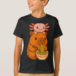 T-shirt Capybara Anime Ramen Axolotl Drôle Graphique Kawai