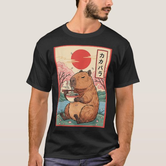 T-shirt Capybara Anime Ramen Kawaii Japonais Capy (Devant)