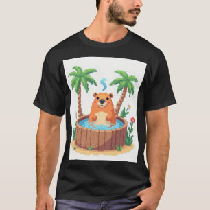 T-shirt Capybara Art Pixel Bain à Remous Rétro Jeux