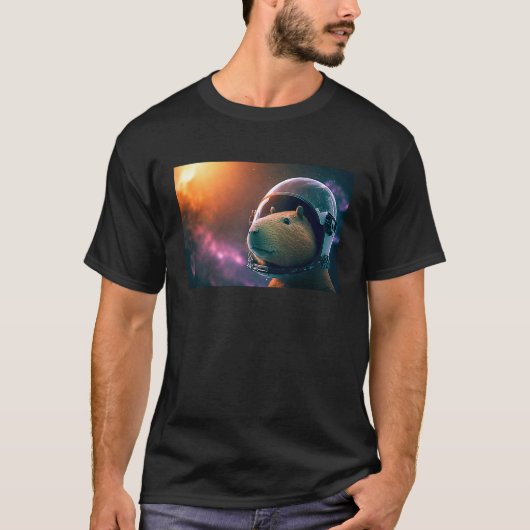 T-shirt Capybara Astronaut Deep In Space Cosmic (Devant)