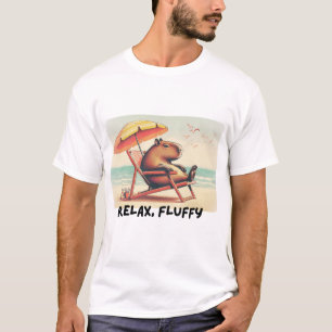 T-shirt Capybara at beach says: relax, fluffy
