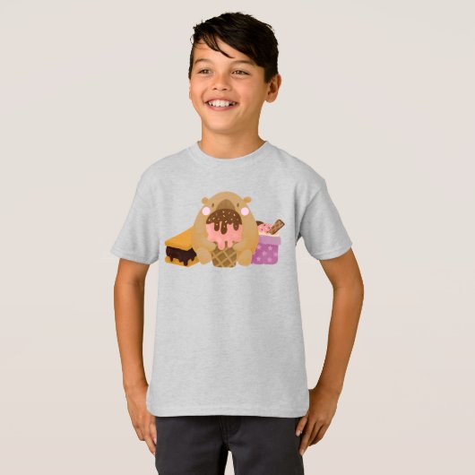 T-shirt Capybara avec crème glacée (Devant entier)