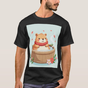 T-shirt Capybara Bain à Remous Détente Kawaii Autocollant