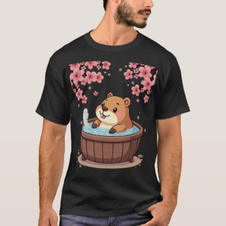 T-shirt Capybara Bain à Remous Détente Kawaii Autocollant