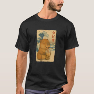 T-shirt Capybara Boit du Bubble Tea Japonais Vintage