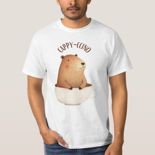 T-shirt Capybara Cappyccino Amusant (Devant)