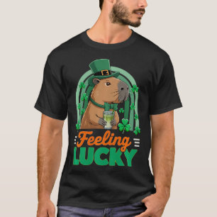 T-shirt Capybara chanceux Saint-Patrick drôle Matcha glacé