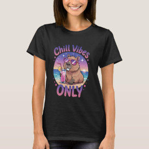 T-shirt Capybara Chill Vibes Beach Sunset Relaxation Tee