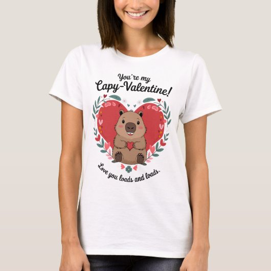 T-shirt Capybara Cœur Saint-Valentin  (Devant)