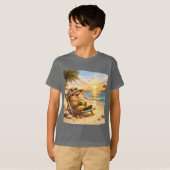 T-shirt Capybara de la plage de noix de coco | Dé design t (Devant entier)