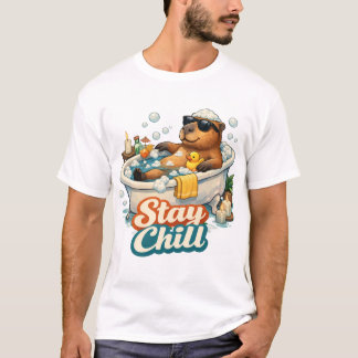 T-shirt Capybara Décontracté dans une Baignoire – Restez Z
