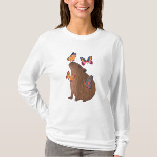 T-shirt Capybara drôle avec papillon – Animal rongeur mign