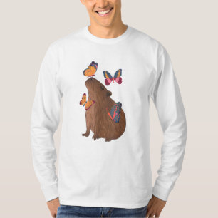 T-shirt Capybara drôle avec papillon – Animal rongeur mign