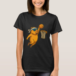 T-shirt Capybara Drôle de Basketball Dunking Animal Sports