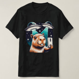 T-shirt Capybara drôle, selfie de capybara avec des ovnis