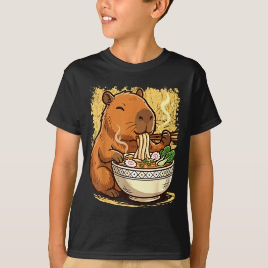 T-shirt Capybara Eating Ramen Noodles  (Devant)