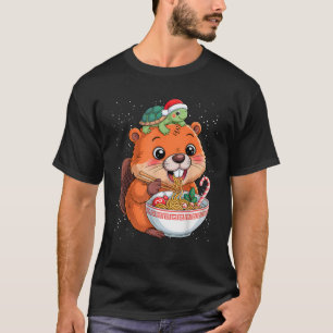T-shirt Capybara et Turtle sac à dos Ramen Kawaii Xmas Cas