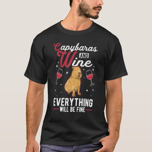 T-shirt Capybara Et Vin Capybara (Devant)