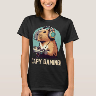 T-shirt Capybara Gamer, Capy Gaming Funny Jeux Vidéo Capy