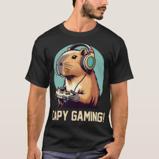 T-shirt Capybara Gamer, Capy Gaming Funny Jeux Vidéo Capy