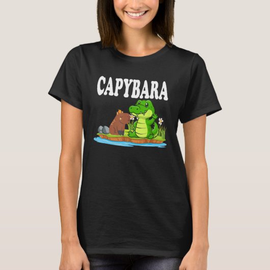 T-shirt Capybara Hangs Out With Crocodile Chilling With Cr (Devant)