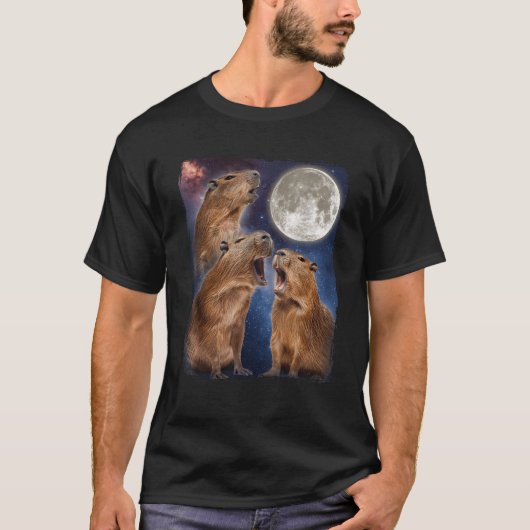 T-shirt Capybara Hurle À La Lune (Devant)