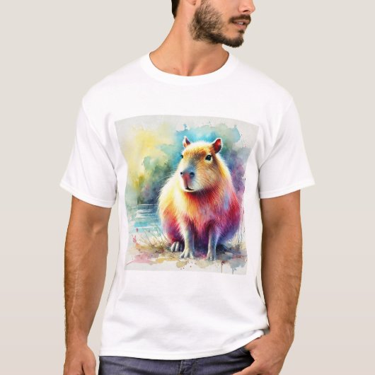 T-shirt Capybara in Nature 130924AREF101 - Watercolor (Devant)