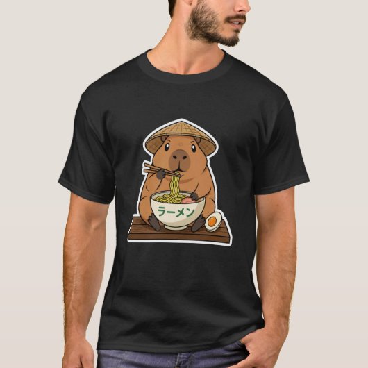 T-shirt Capybara mangeant des nouilles Ramen graphisme jap (Devant)