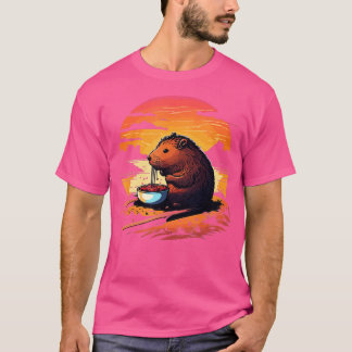 T-shirt Capybara Manger Ramen Retro Vintage Capibara Gnawe