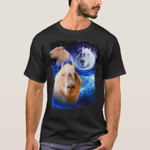 T-shirt Capybara Mème lune Funny Capybaras Vintage