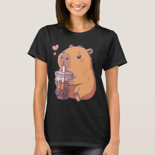 T-shirt Capybara Mignon Buvant du Bubble Tea Boba Capybara