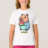 T-shirt Capybara Mignon Mangeant de la Pastèque (Devant)