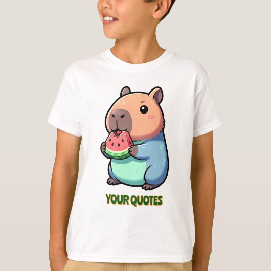 T-shirt Capybara Mignon Mangeant de la Pastèque (Devant)