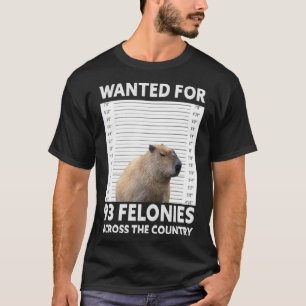 T-shirt Capybara Mugshot Recherché Pour 93 Felonies À Trav