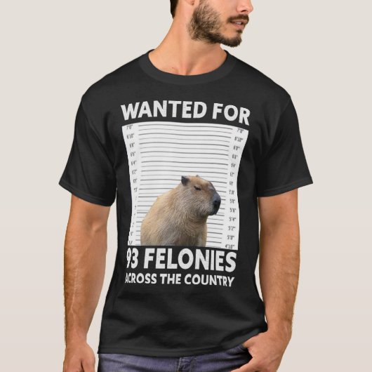 T-shirt Capybara Mugshot Recherché Pour 93 Felonies À Trav (Devant)