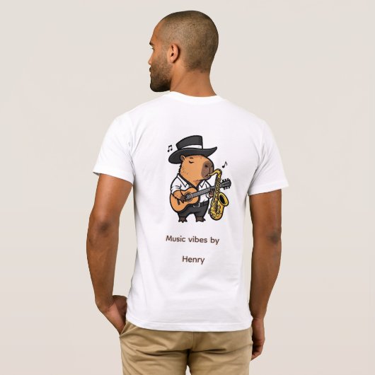  T-Shirt – Capybara Music Mood (Achterkant volledig)