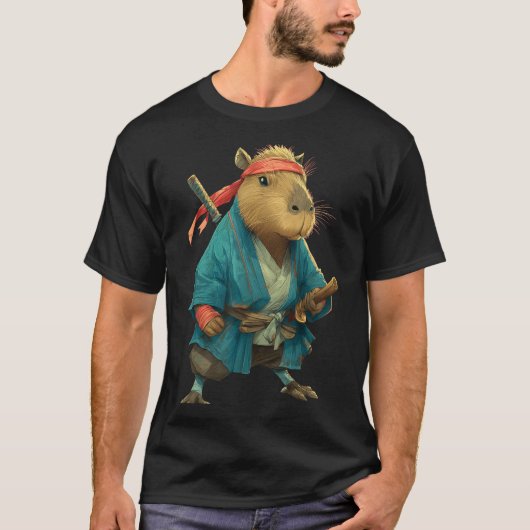 T-shirt Capybara Ninja Samurai Japan Funny Japanese Graphi (Devant)