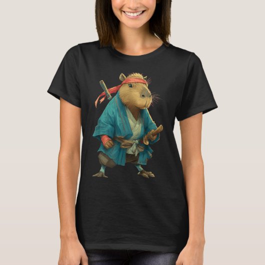 T-shirt Capybara Ninja Samurai Japan Funny Japanese Graphi (Devant)