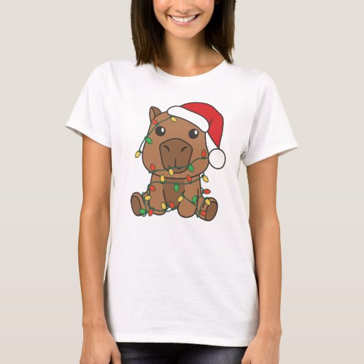 T-shirt Capybara Noël Animaux d'hiver (Devant)