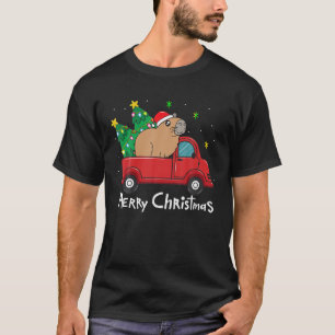 T-shirt Capybara Noël Ornement Camion Arbre Funny Noël