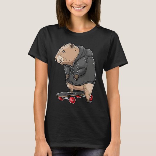 T-shirt Capybara On A Skateboard Rodent Skater Skateboarde (Devant)