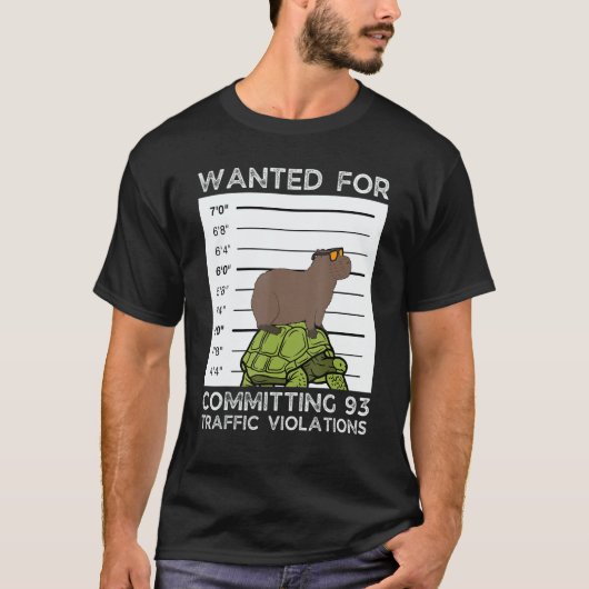 T-shirt Capybara On Tortoise Wanted Mugshot (Devant)